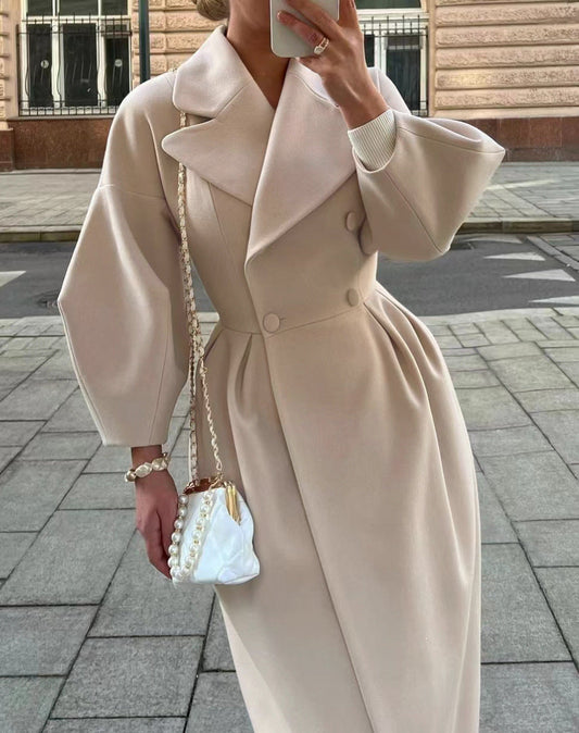 Wool Coat for Women – Elegant Long Jacket for Autumn Winter Fashion