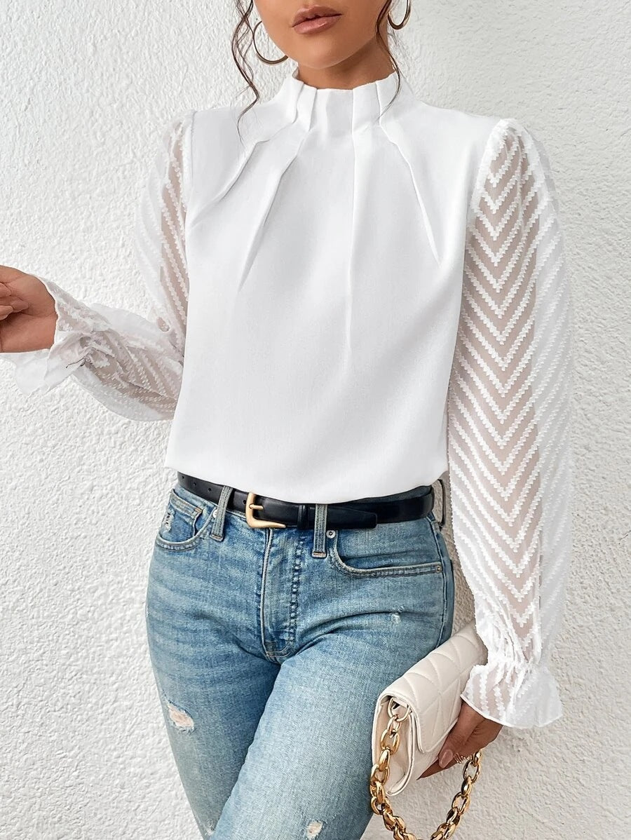 Blouse élégante femme – Chemisier à motifs chic en tissu léger pour été