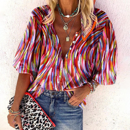 Blouse boho chic femme – Haut léger en coton à manches longues pour été