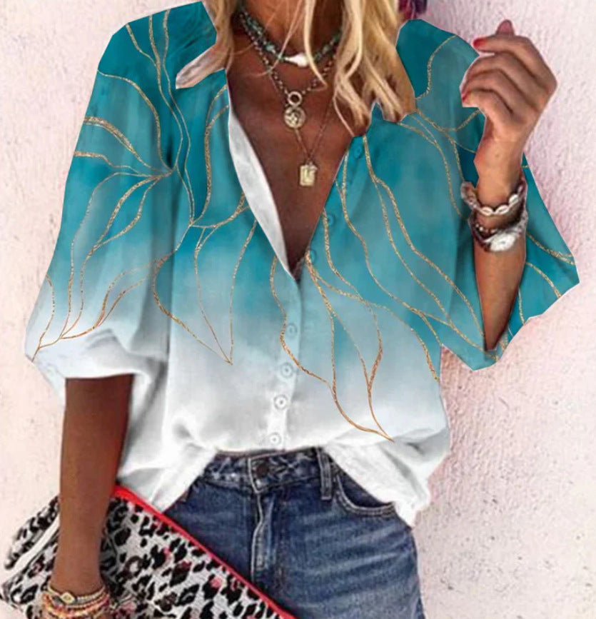 Blouse boho chic femme – Haut léger en coton à manches longues pour été