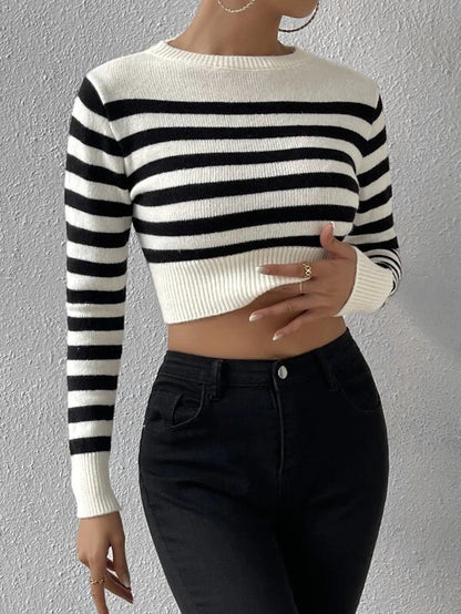 Pull rayé femme – Pull élégant en coton doux à manches longues pour automne