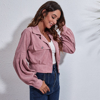 Veste courte femme en velours côtelé – Veste tendance chic et confortable