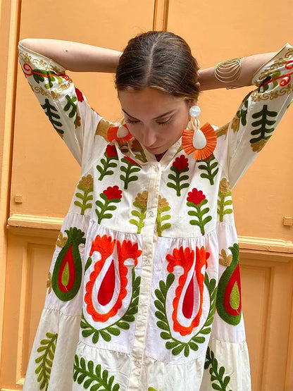 Robe d'été femme – Robe tendance fluide à motifs pour vacances et sorties