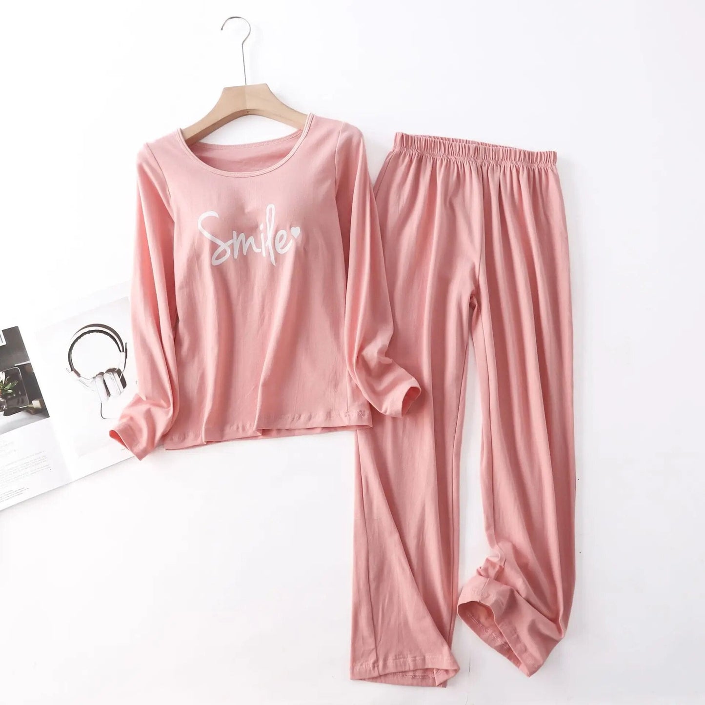 Pyjama femme manches longues – Ensemble confortable en coton doux pour nuit