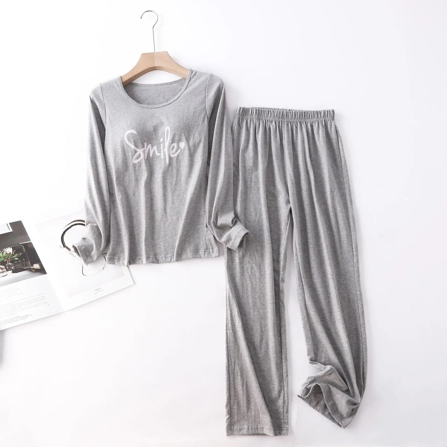 Pyjama femme manches longues – Ensemble confortable en coton doux pour nuit