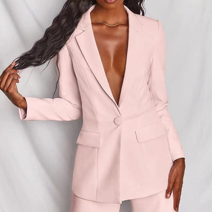 Blazer Pantalon Chic Femme – Ensemble élégant en tissu léger pour occasions spéciales