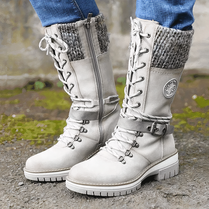 Bottes d'hiver femme – Bottes chaudes en cuir avec semelle antidérapante