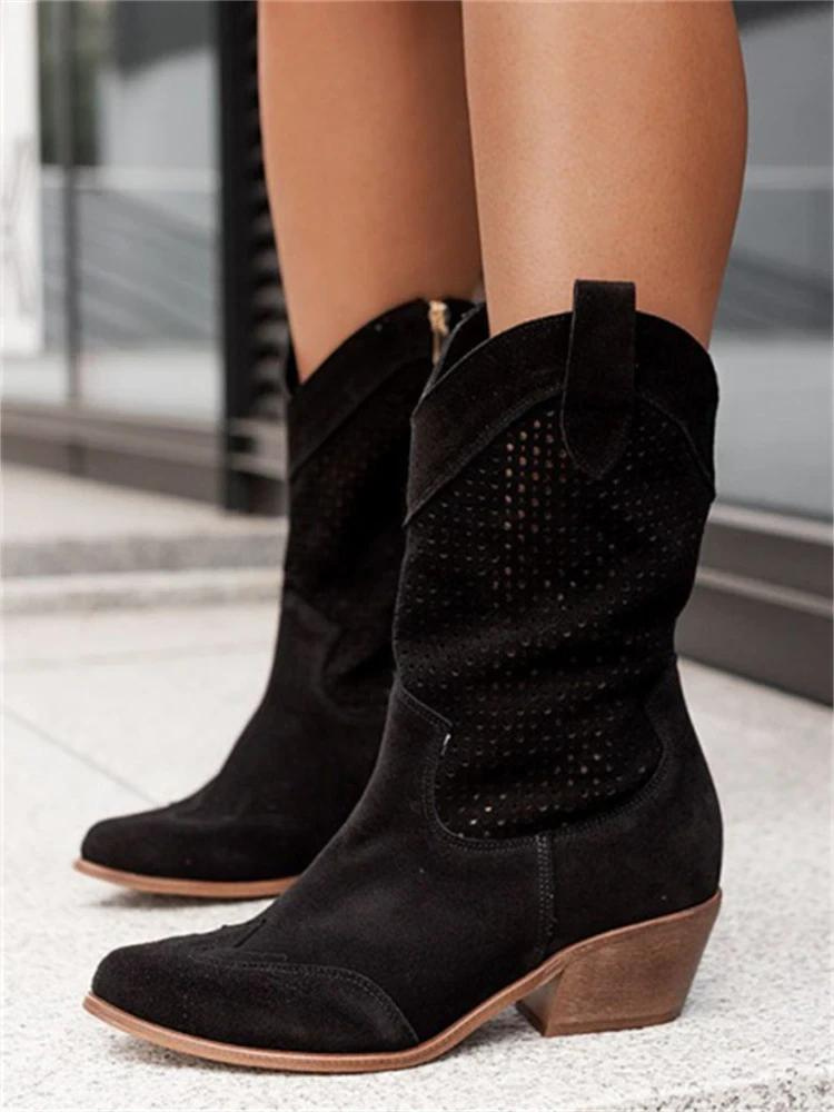 Bottes de cowboy femme – Bottes en cuir élégantes à talon pour western et mode