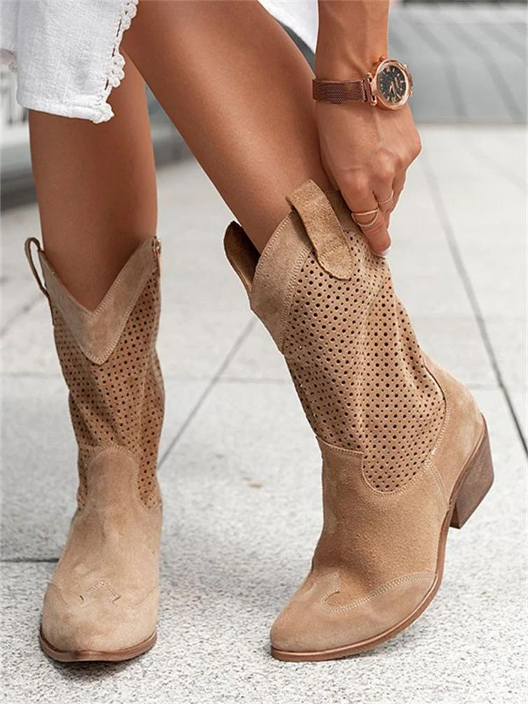 Bottes de cowboy femme – Bottes en cuir élégantes à talon pour western et mode