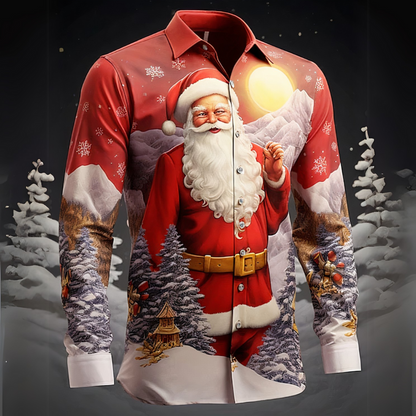 Chemise de Noël élégante homme – Chemise festive en coton à manches longues