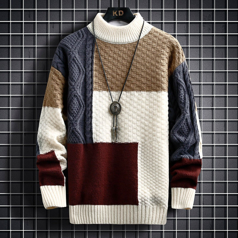 Pull color-block homme – Sweat-shirt tendance à manches longues et confortable