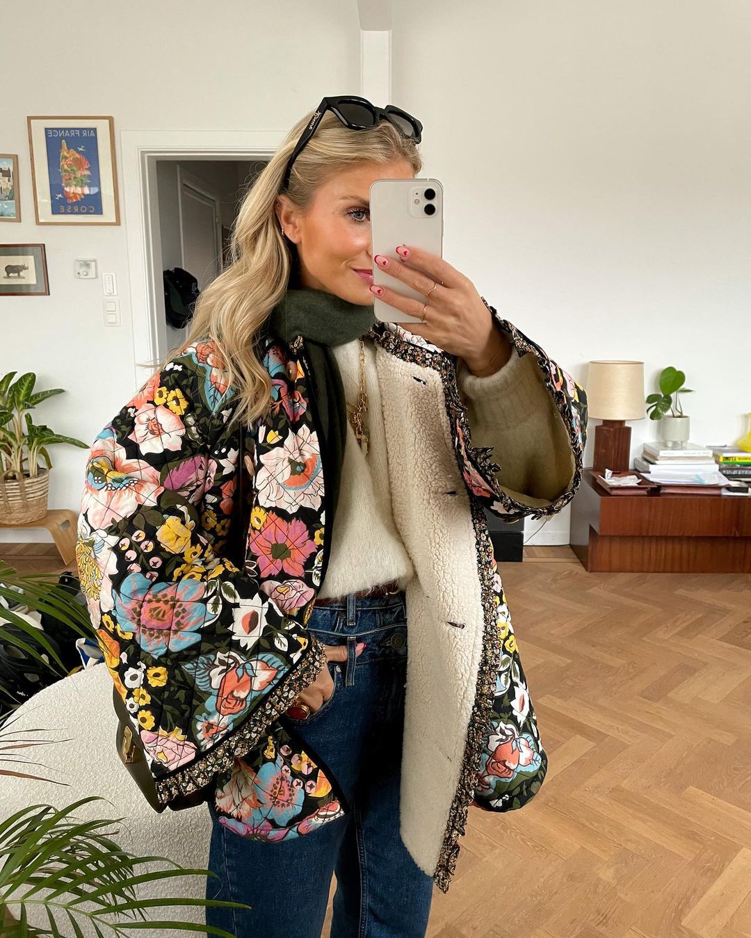 Veste matelassée femme – Veste à motif floral élégante et chaude pour l'hiver