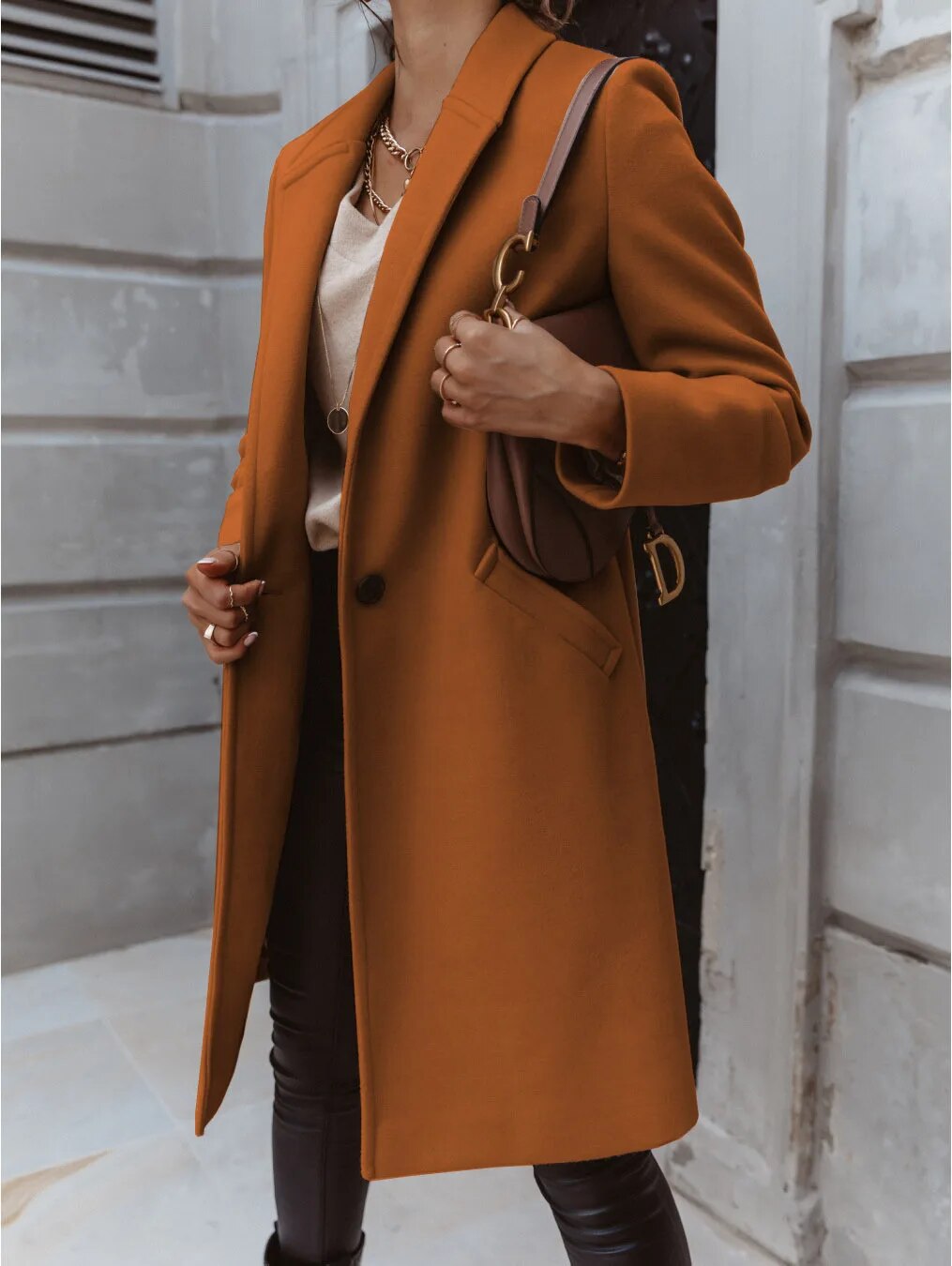 Manteau élégant femme – Manteau chic en laine pour hiver et soirées