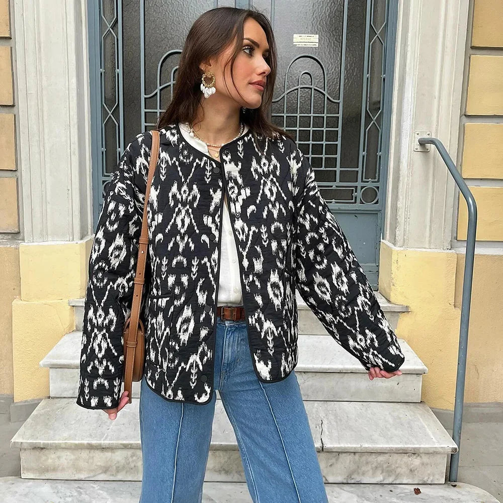 Veste rétro femme – Veste vintage en denim à manches longues pour look chic