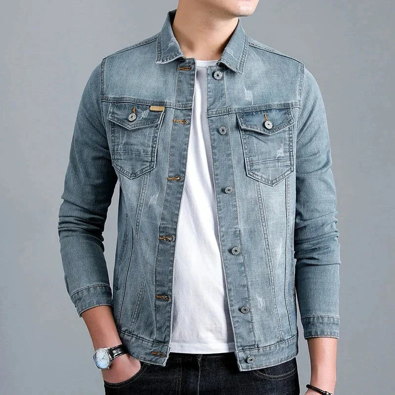 Veste en jean homme délavée – Veste casual tendance pour look décontracté