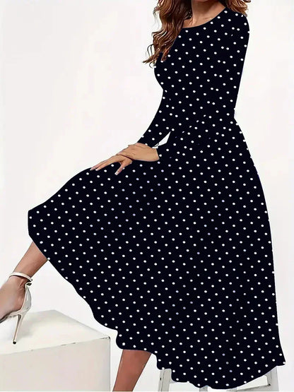 Robe midi à pois femme – Robe élégante à pois pour été et occasions spéciales