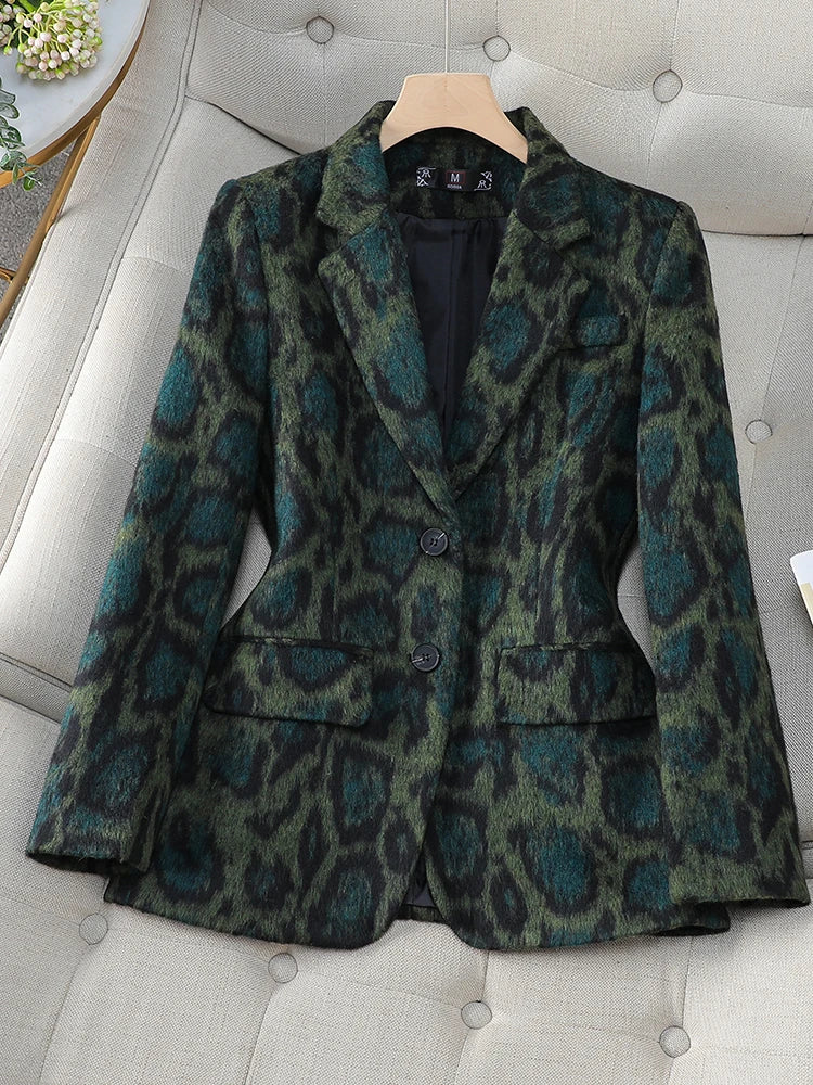 Blazer femme à motif léopard – Veste élégante en tissu léger pour soirée