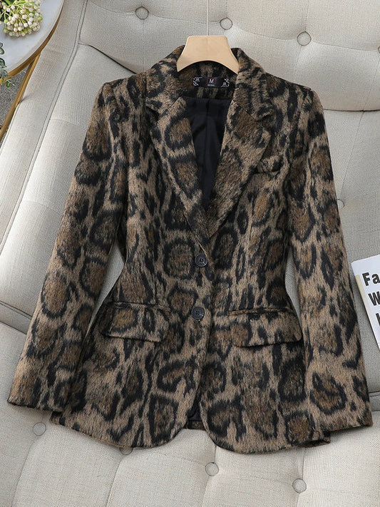 Blazer femme à motif léopard – Veste élégante en tissu léger pour soirée