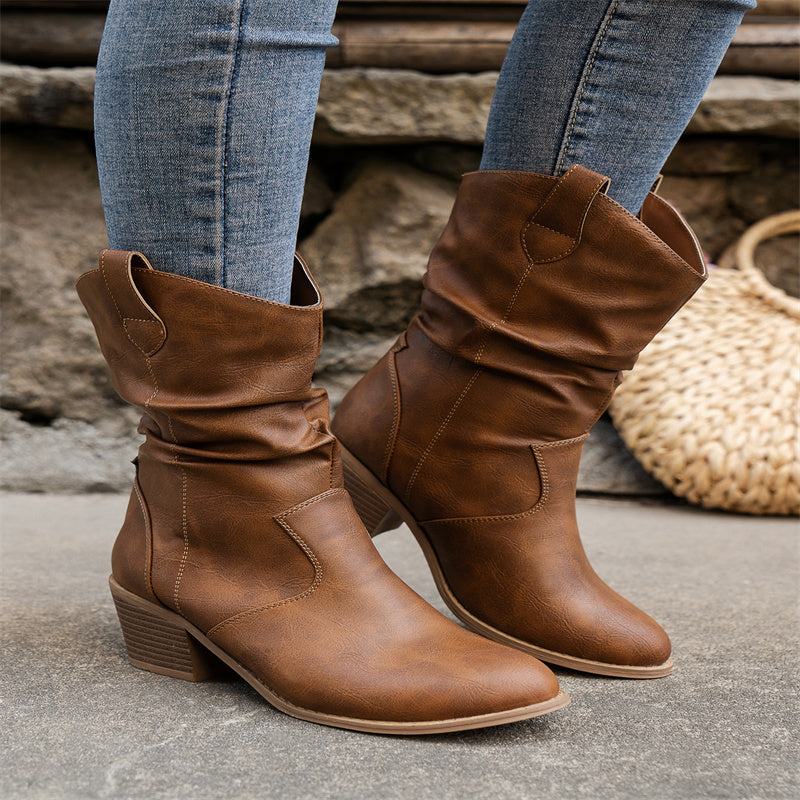 Bottes en cuir femme – Chaussures élégantes en cuir véritable pour automne