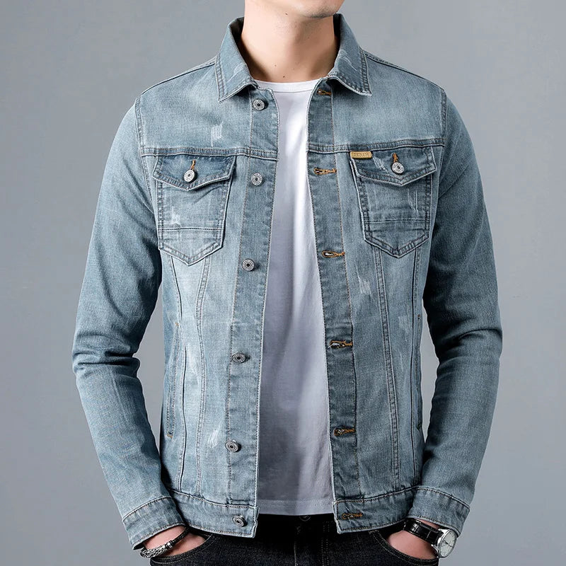 Veste en jean homme délavée – Veste casual tendance pour look décontracté