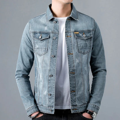 Veste en jean homme délavée – Veste casual tendance pour look décontracté