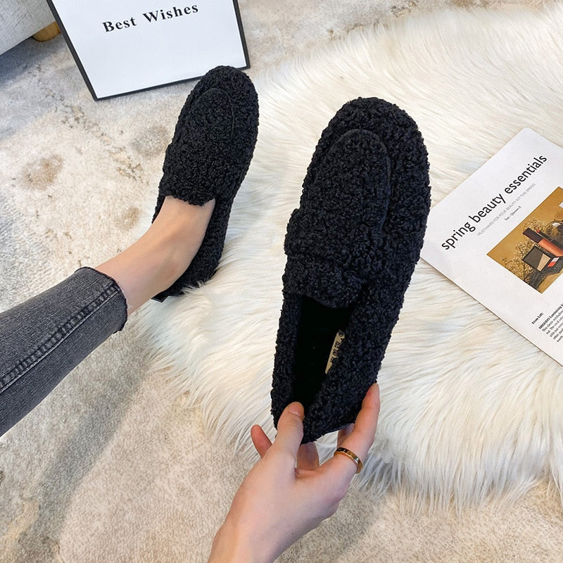 Mocassins femme en peluche – Chaussures confortables et douces pour l'hiver