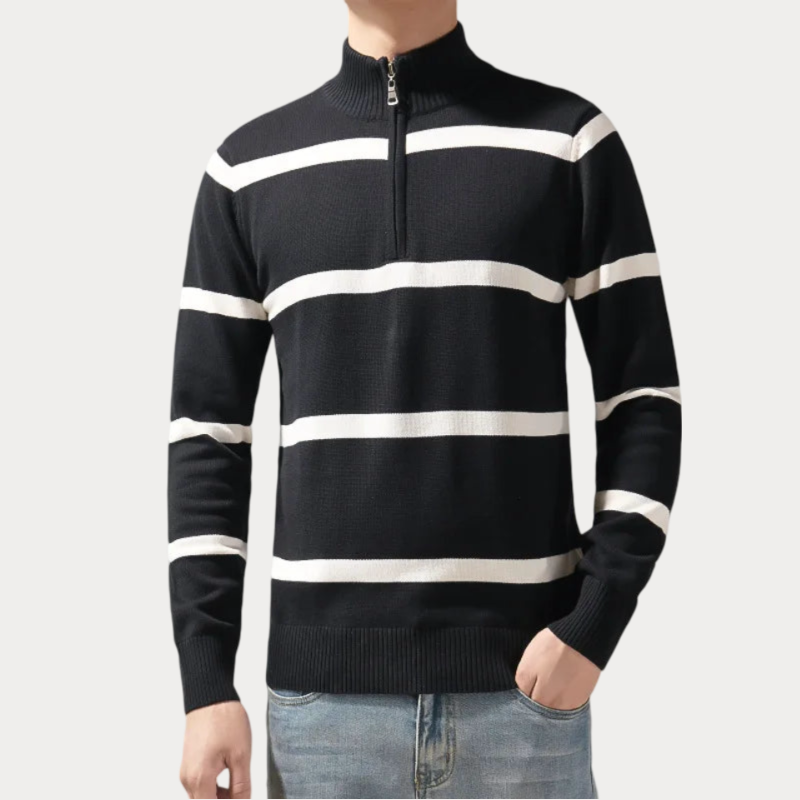 Pull col roulé rayé homme – Pull confortable en coton pour look décontracté