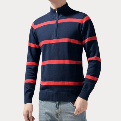 Pull col roulé rayé homme – Pull confortable en coton pour look décontracté