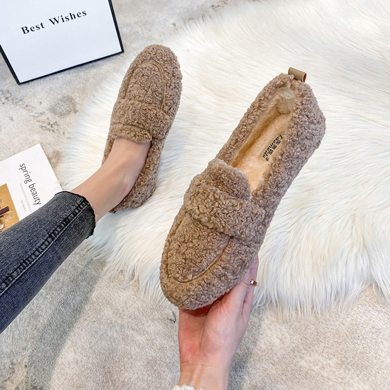 Mocassins femme en peluche – Chaussures confortables et douces pour l'hiver