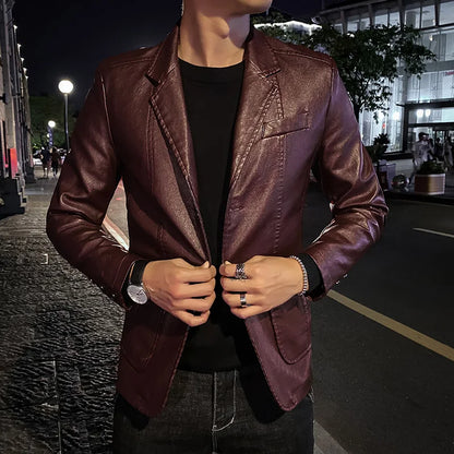 Blazer en cuir homme – Veste classique élégante en cuir pour occasions formelles