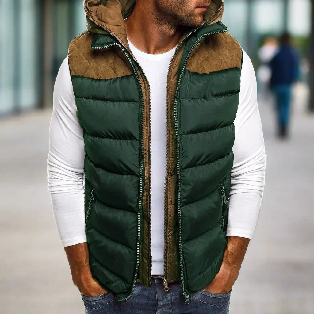 Gilet matelassé homme – Veste avec capuche chaude et légère pour hiver