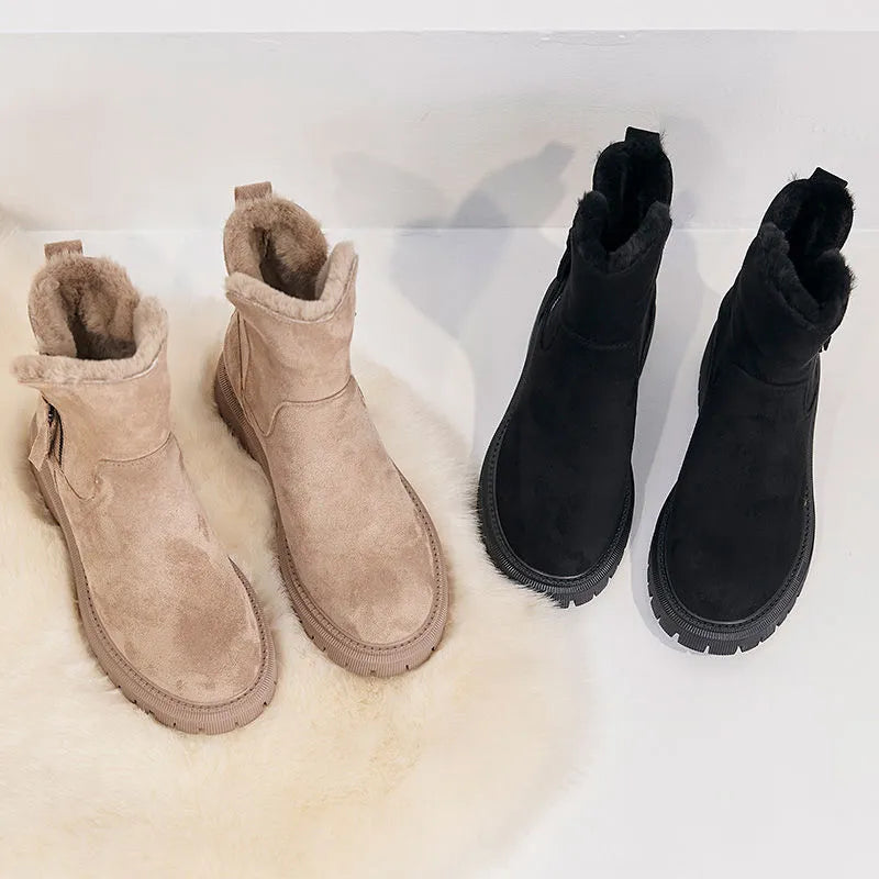 Bottes confortables femme – Bottes en cuir élégantes et chaudes pour l'hiver