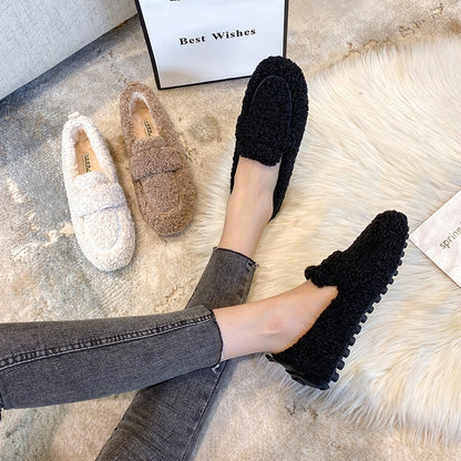 Mocassins femme en peluche – Chaussures confortables et douces pour l'hiver