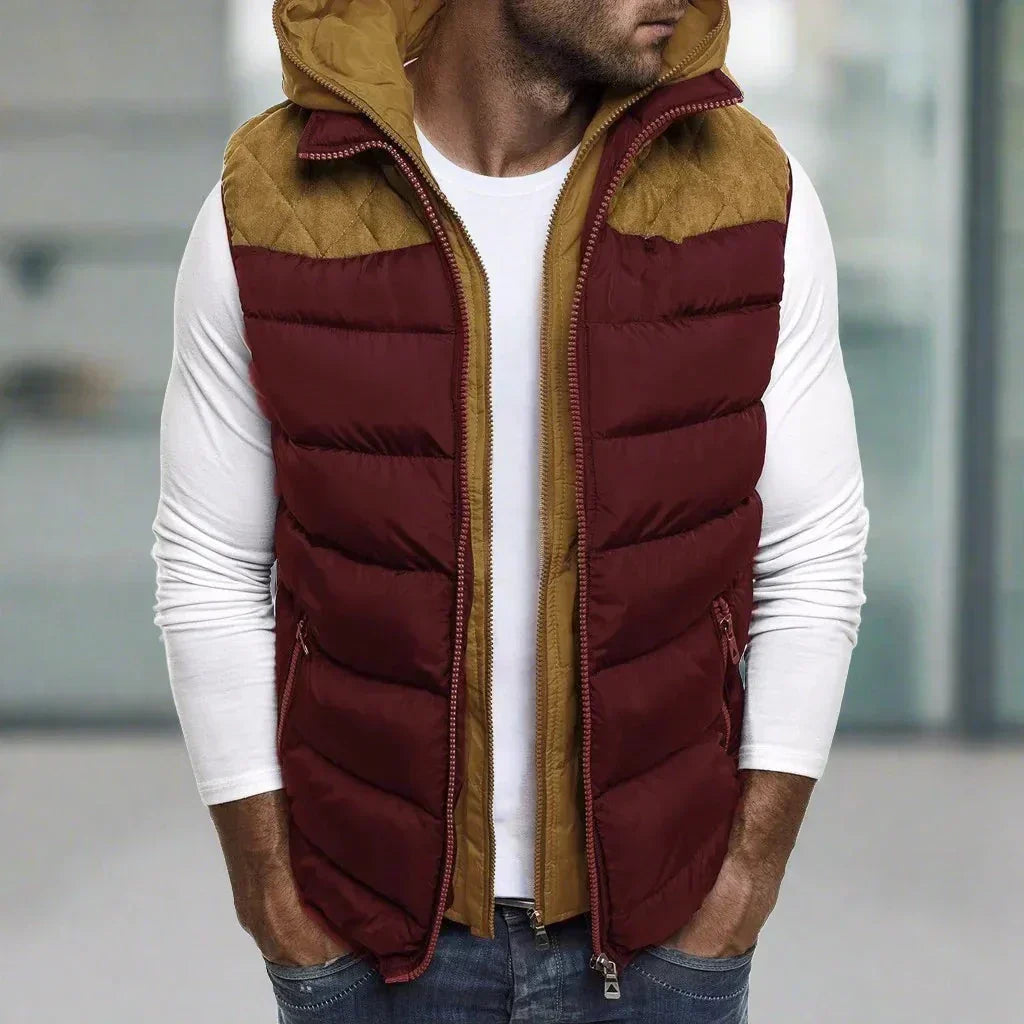 Gilet matelassé homme – Veste avec capuche chaude et légère pour hiver