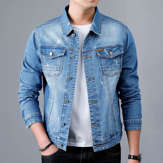 Veste en jean homme délavée – Veste casual tendance pour look décontracté