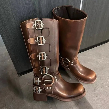 Bottes en cuir vintage femme – Chaussures élégantes en cuir pour look rétro