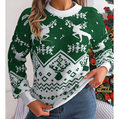 Pull de Noël femme – Pull décontracté en tricot doux pour fêtes et hiver