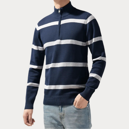 Pull col roulé rayé homme – Pull confortable en coton pour look décontracté