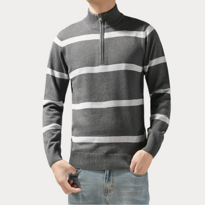 Pull col roulé rayé homme – Pull confortable en coton pour look décontracté