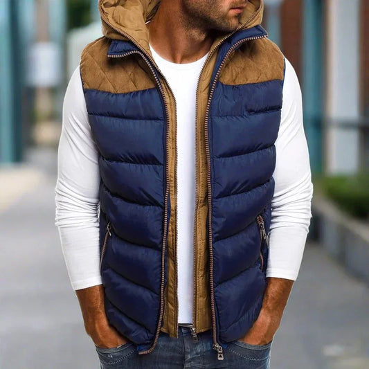 Gilet matelassé homme – Veste avec capuche chaude et légère pour hiver