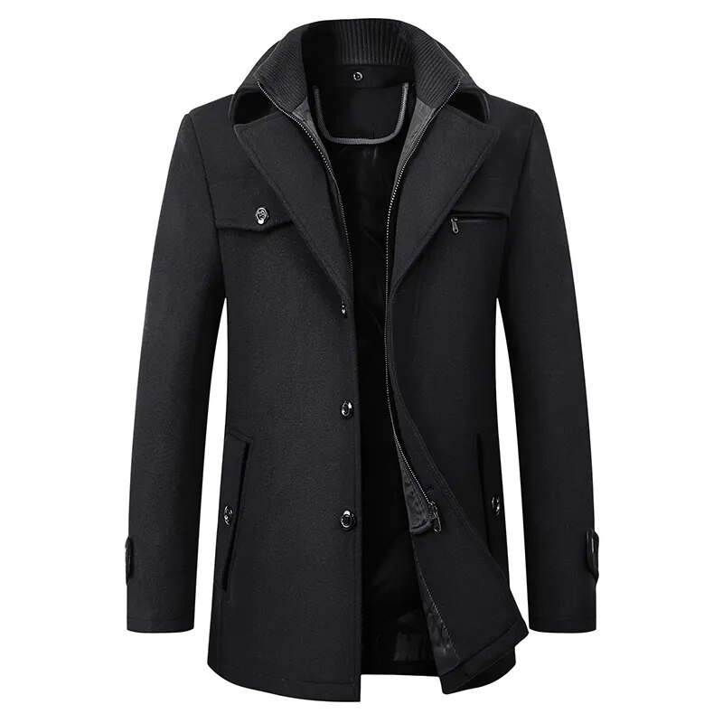 Manteau élégant homme – Manteau en laine chic coupe moderne pour hiver