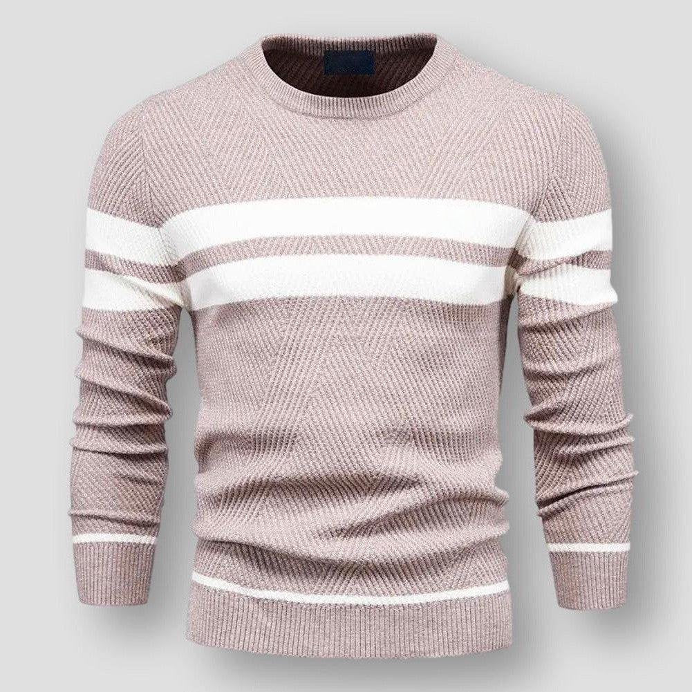 Pull rayé homme – Pull en coton doux à col rond pour look décontracté chic