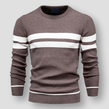 Pull rayé homme – Pull en coton doux à col rond pour look décontracté chic