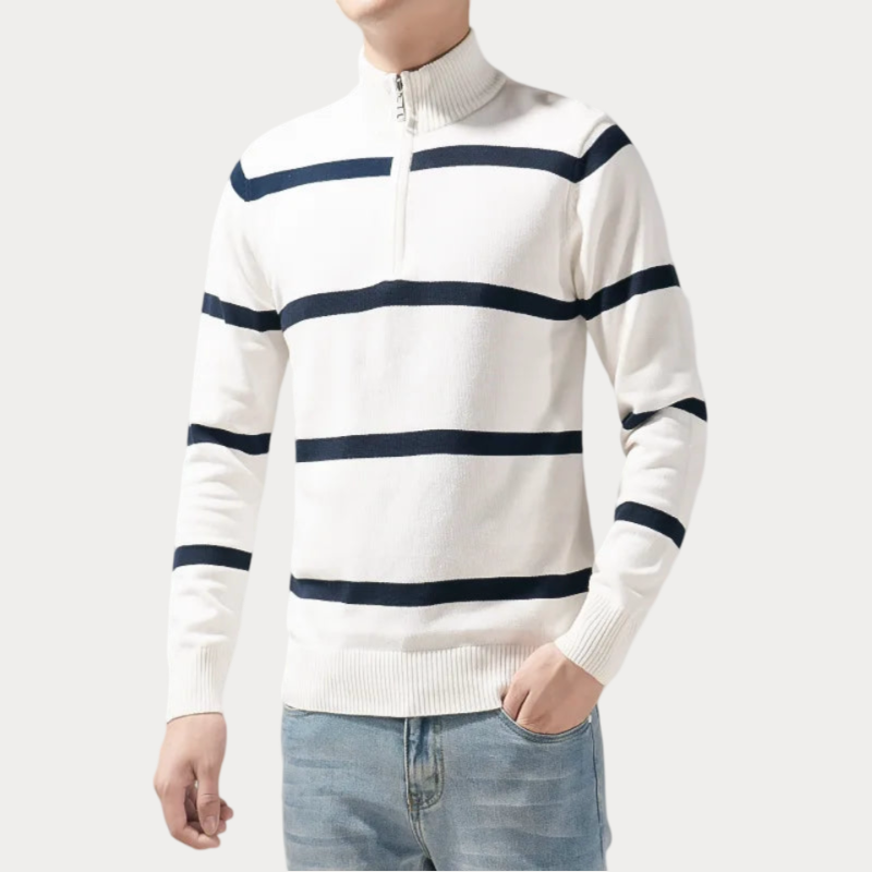 Pull col roulé rayé homme – Pull confortable en coton pour look décontracté