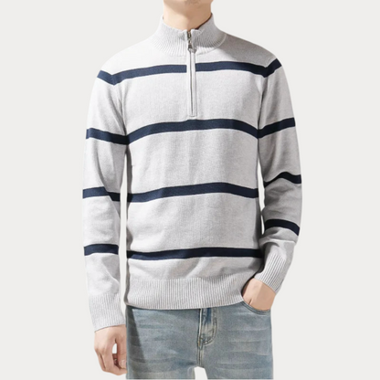 Pull col roulé rayé homme – Pull confortable en coton pour look décontracté