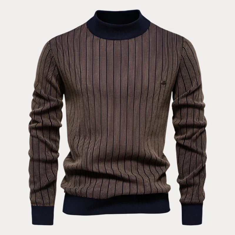 Pull rayé homme – Pull en coton doux à col rond pour look décontracté chic