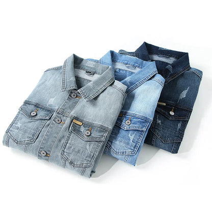 Veste en jean homme délavée – Veste casual tendance pour look décontracté