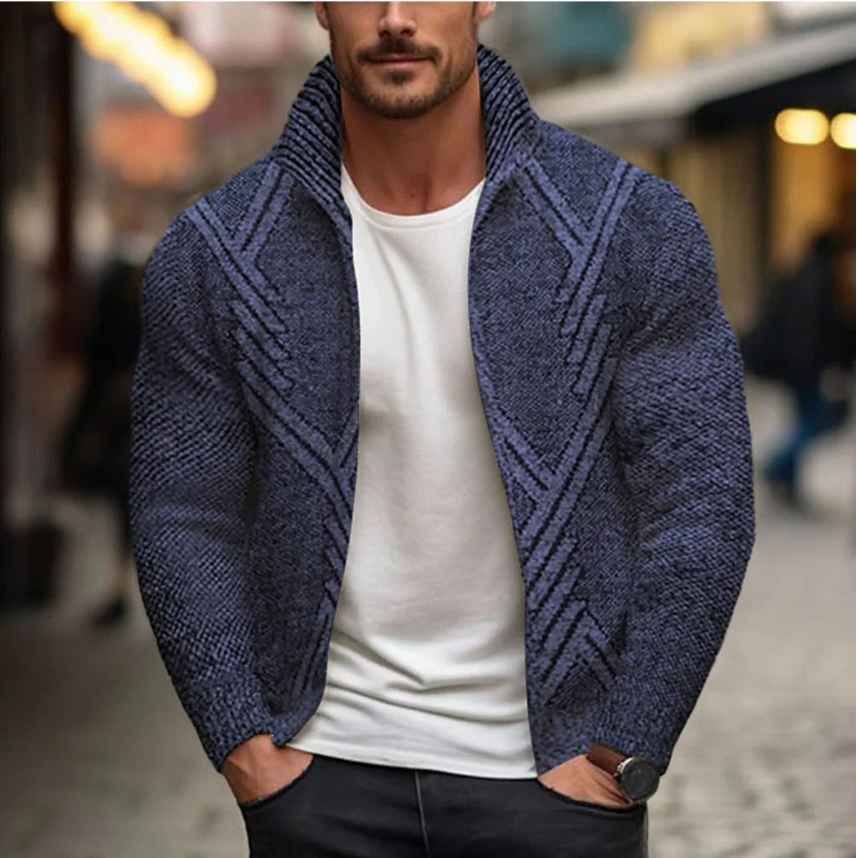 Veste en tricot d'hiver homme – Pull chaud et confortable en laine