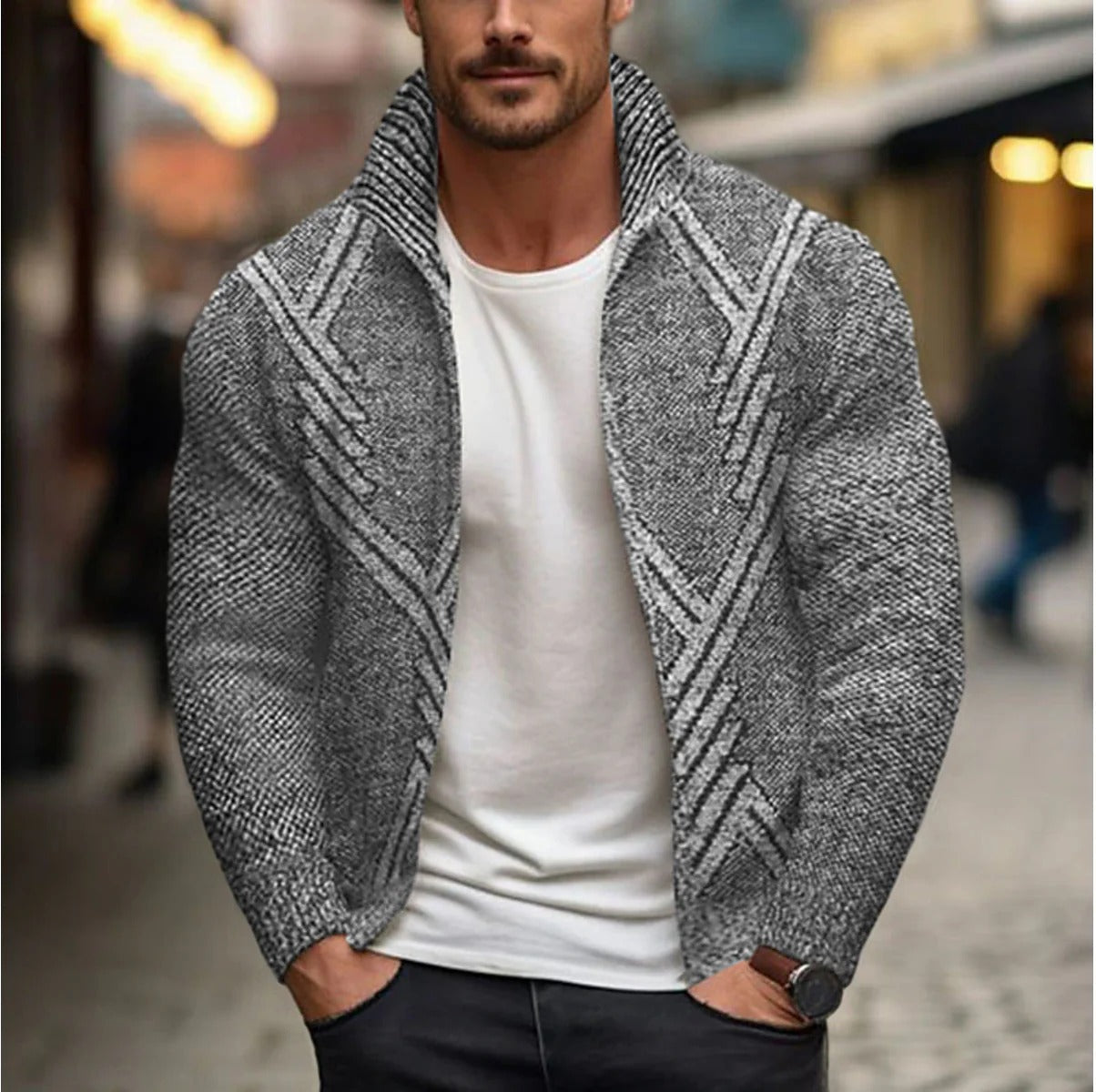 Veste en tricot d'hiver homme – Pull chaud et confortable en laine