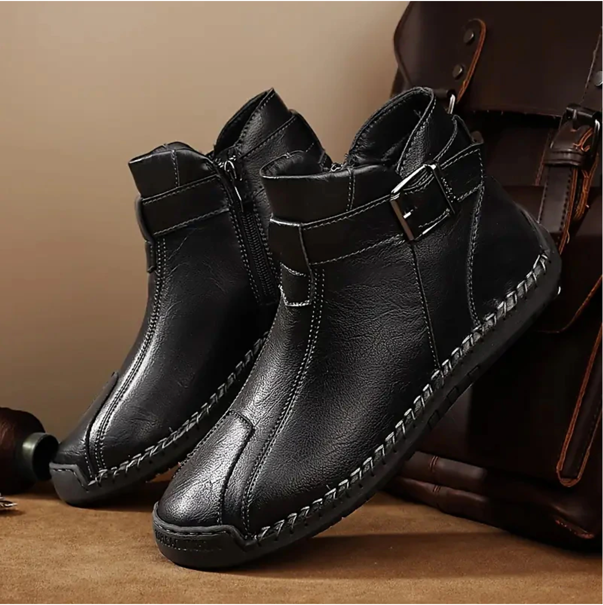 Bottes de loisirs homme – Chaussures rétro confortables en cuir pour sorties